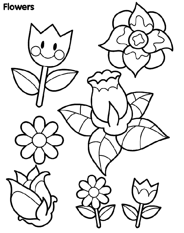 Spring flowers coloring page