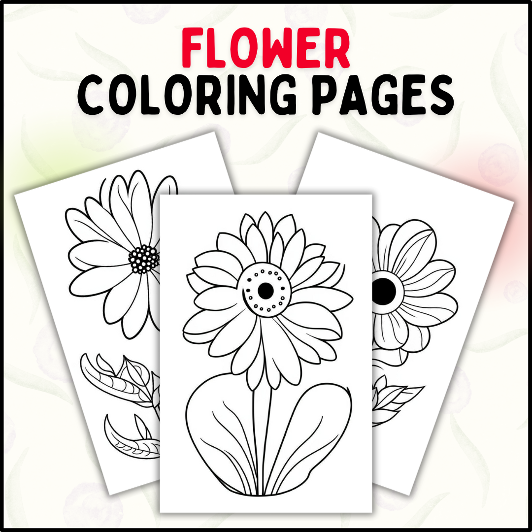 Flower coloring pages for kids