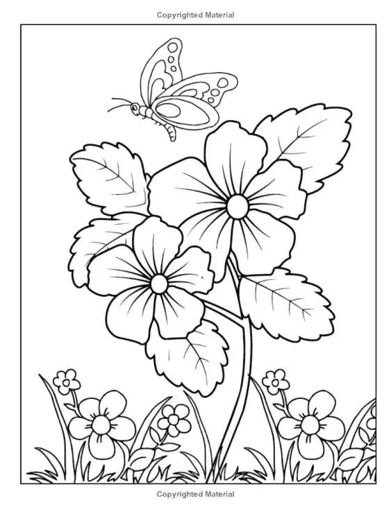 Happy easy flowers adult colouring book creative art therapy spring large print