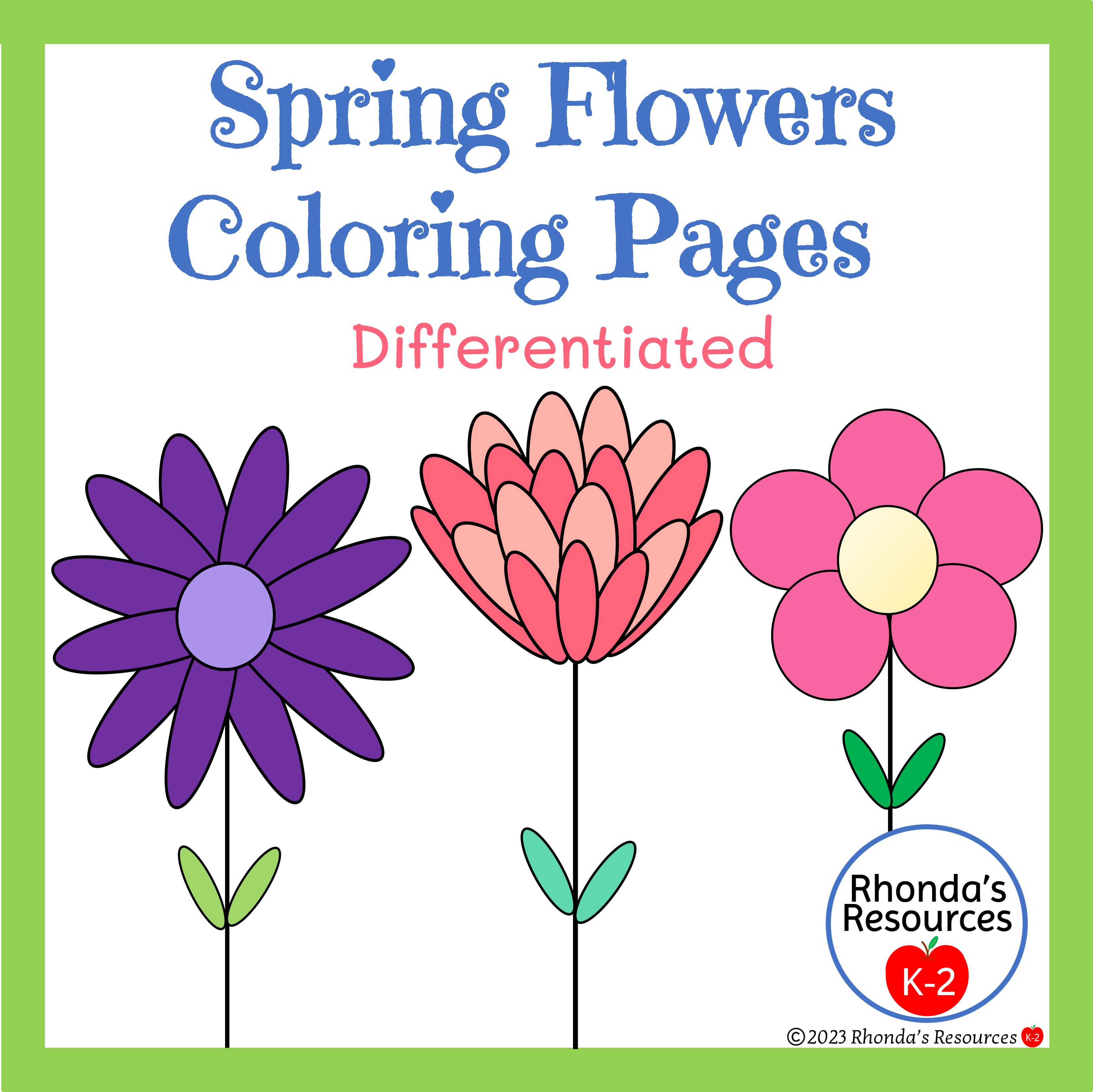 Spring flowers to trace and color made by teachers