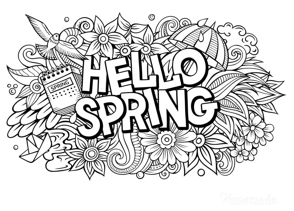 Printable spring coloring pages for adults kids