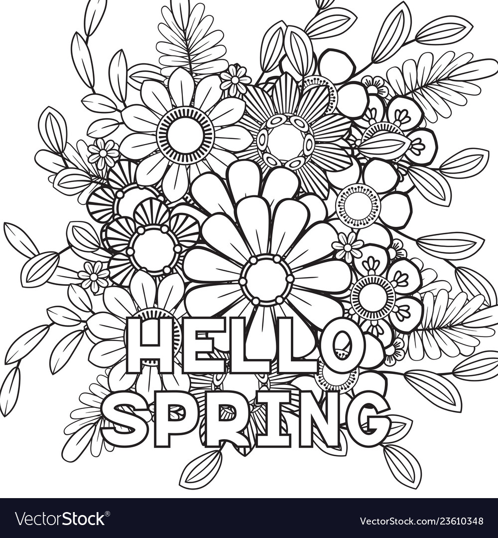 Hello spring coloring page royalty free vector image