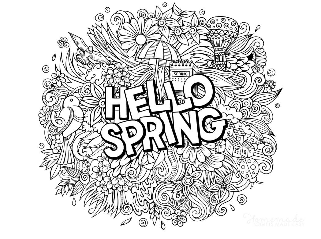 Printable spring coloring pages for adults kids