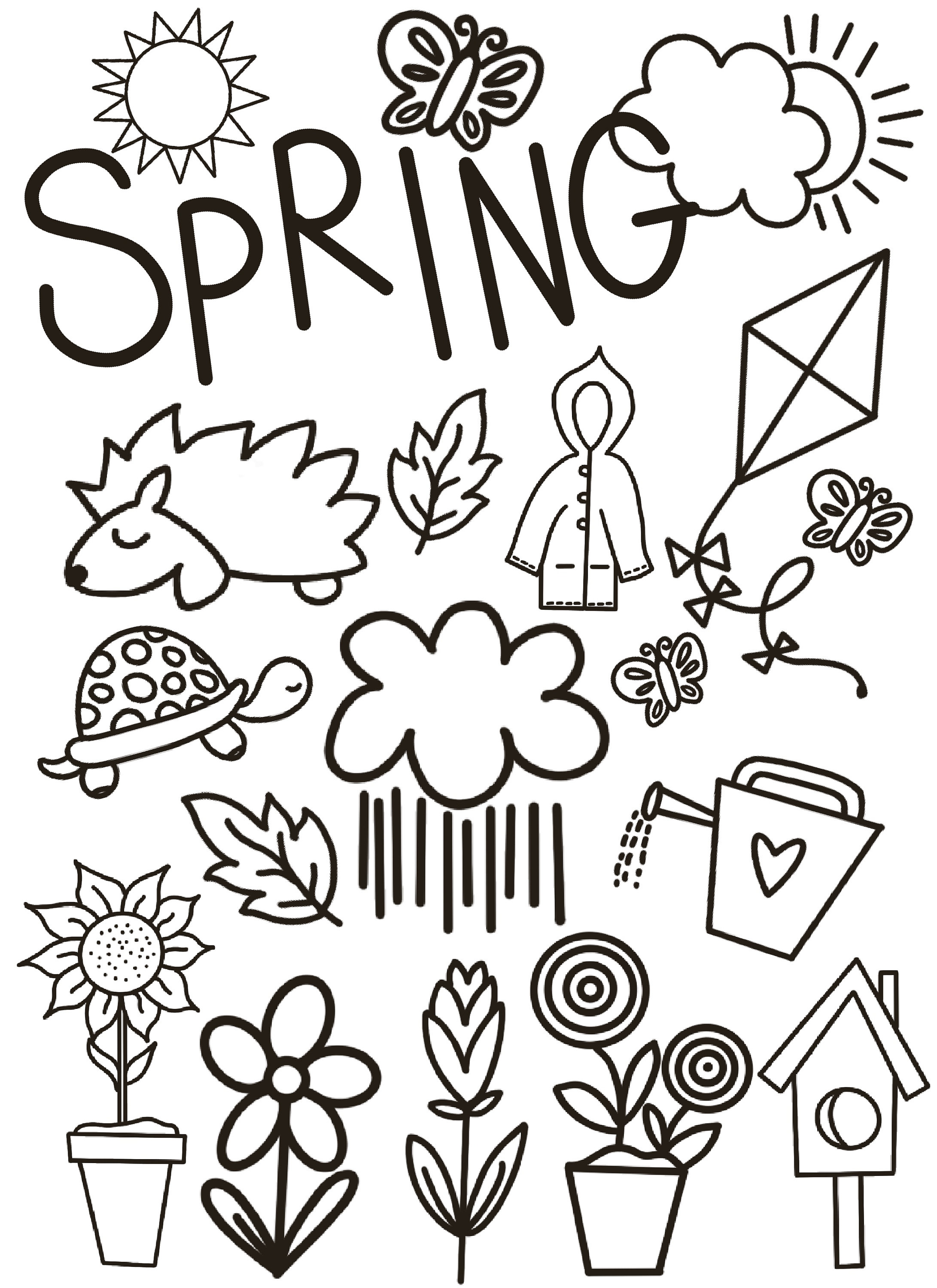 Coloring pages spring fun outdoor activity coloring for adults kids activity learning ideas preschool coloring page coloring books