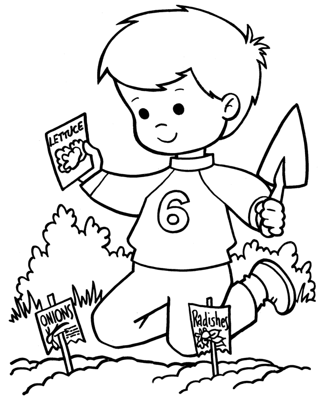 Spring planting coloring page