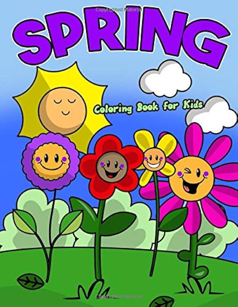 Spring coloring book for kids cute spring coloring pages for boys and girls spring coloring sheets for elementary and preschool children grandchildren ages