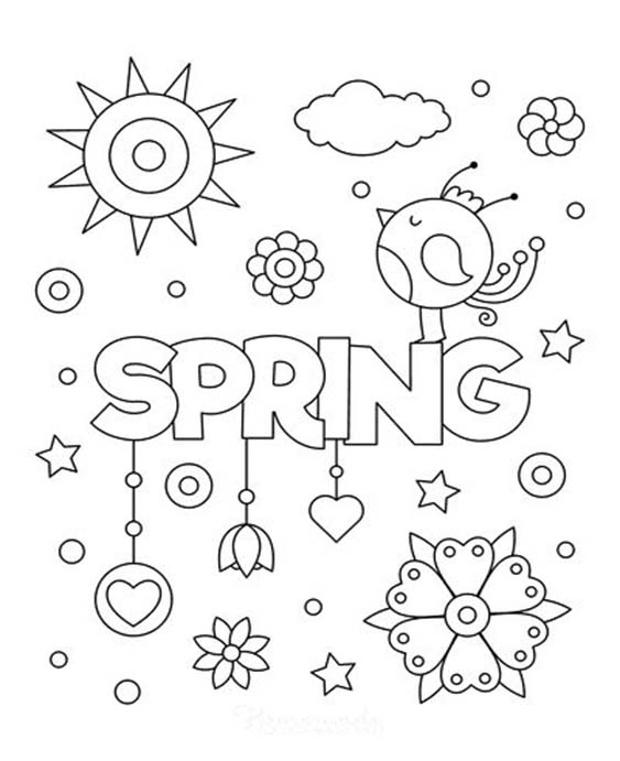 Free easy to print spring coloring pages