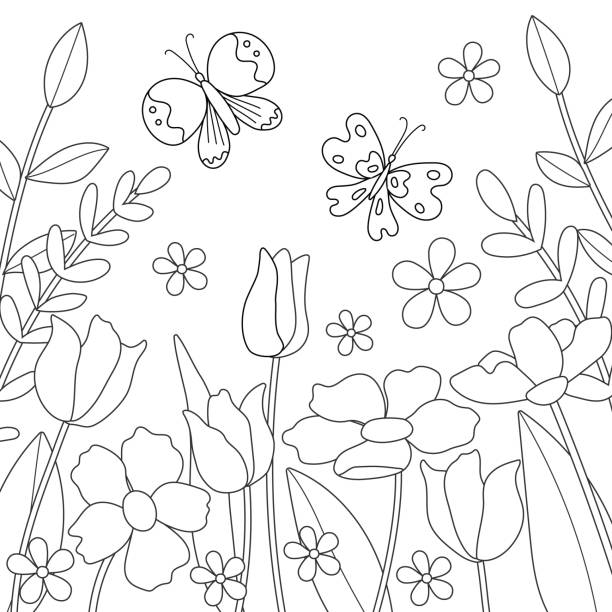 Garden coloring page stock photos pictures royalty