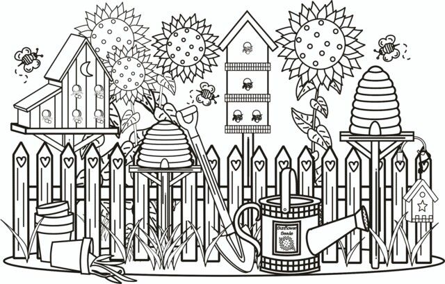 Garden fence garden coloring pages coloring pages adult coloring pages