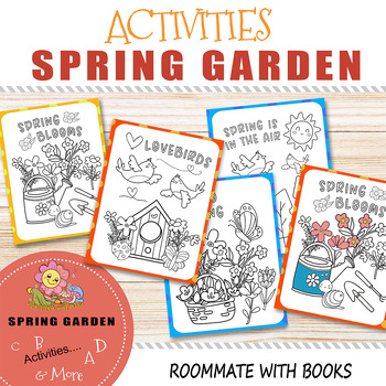 Spring garden coloring pages for kids by roommate with books tpt