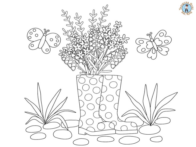 Spring flowers coloring page