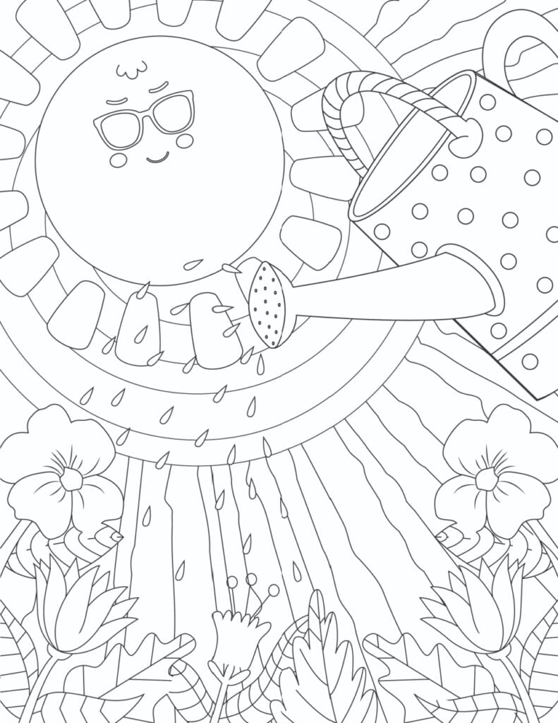 Spring coloring pages for kids and adults