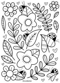 Flowers and leaves coloring page by mrs arnolds art room tpt