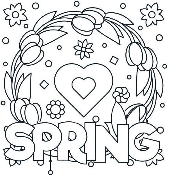 Love spring leaf and flower coloring page spring coloring pages bee coloring pages coloring pages