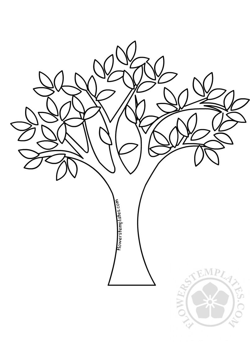 Spring tree with green leaves coloring page