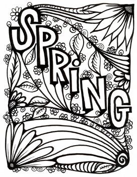 Spring coloring page flowers leaves fun easter by miss jenny designs