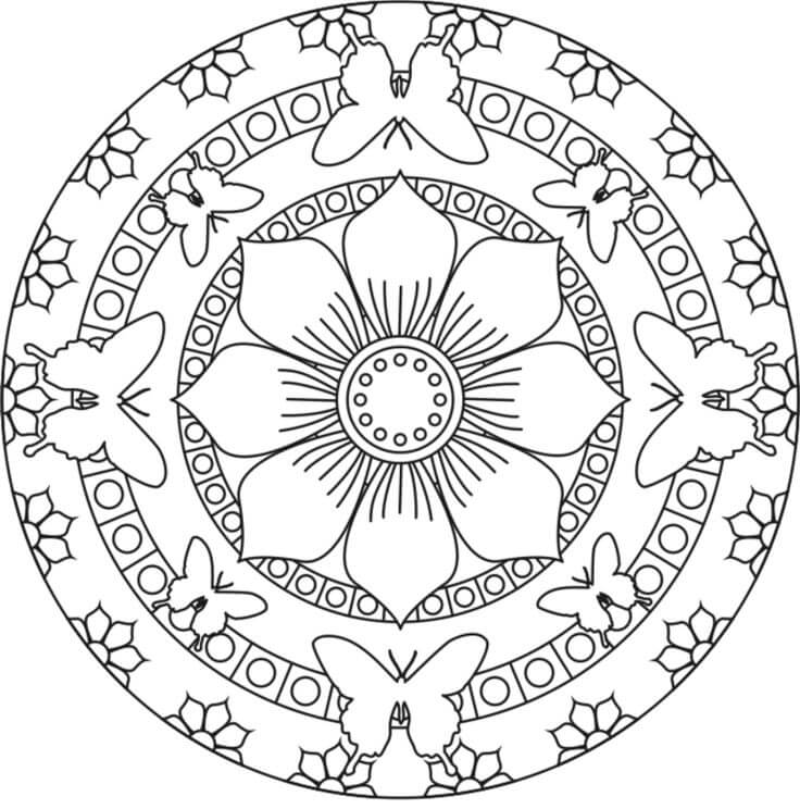 Basic spring mandala coloring page