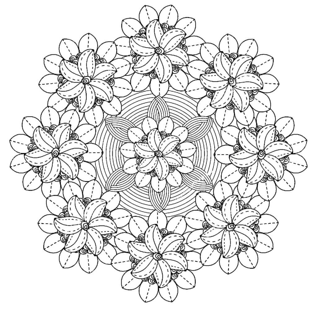 Awesome spring mandala coloring page