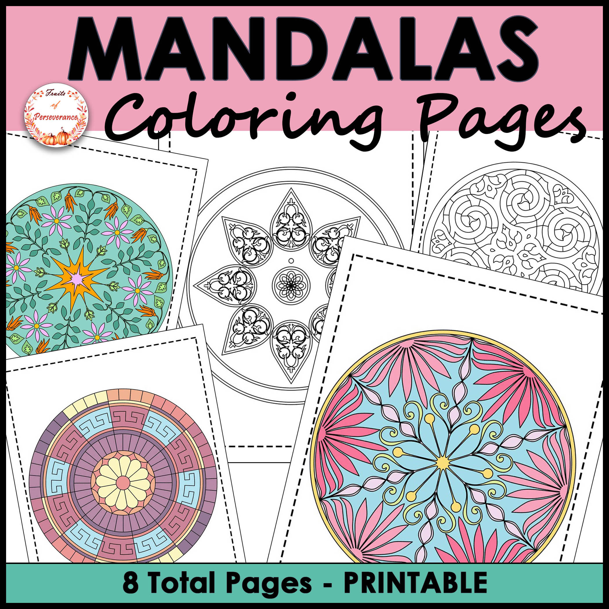 Spring mandala coloring pages set fun end of year activity stress reliever made by teachers