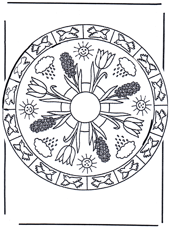 Coloring sheets mandala spring