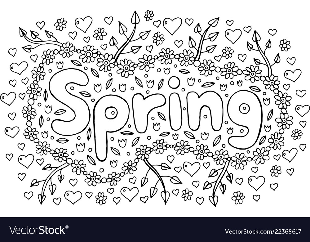 Coloring page for adults with mandala and spring vector image