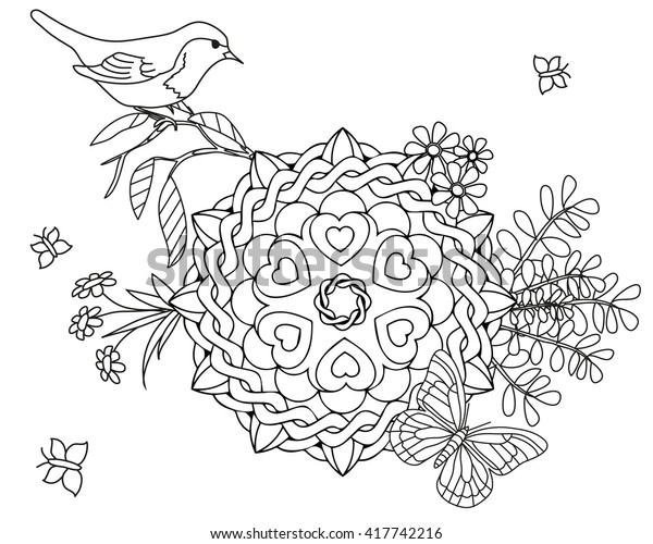 Hakuun coloring page adult bird butterfly spring liittyvã vektorikuva rojaltivapaa