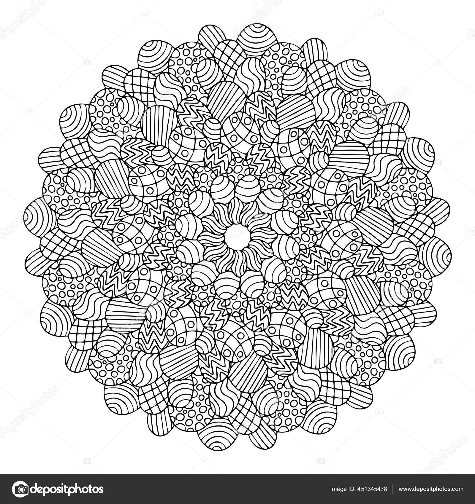 Happy easter eggs mandala coloring page kids adults stock vector stock vector by funfishyandexru