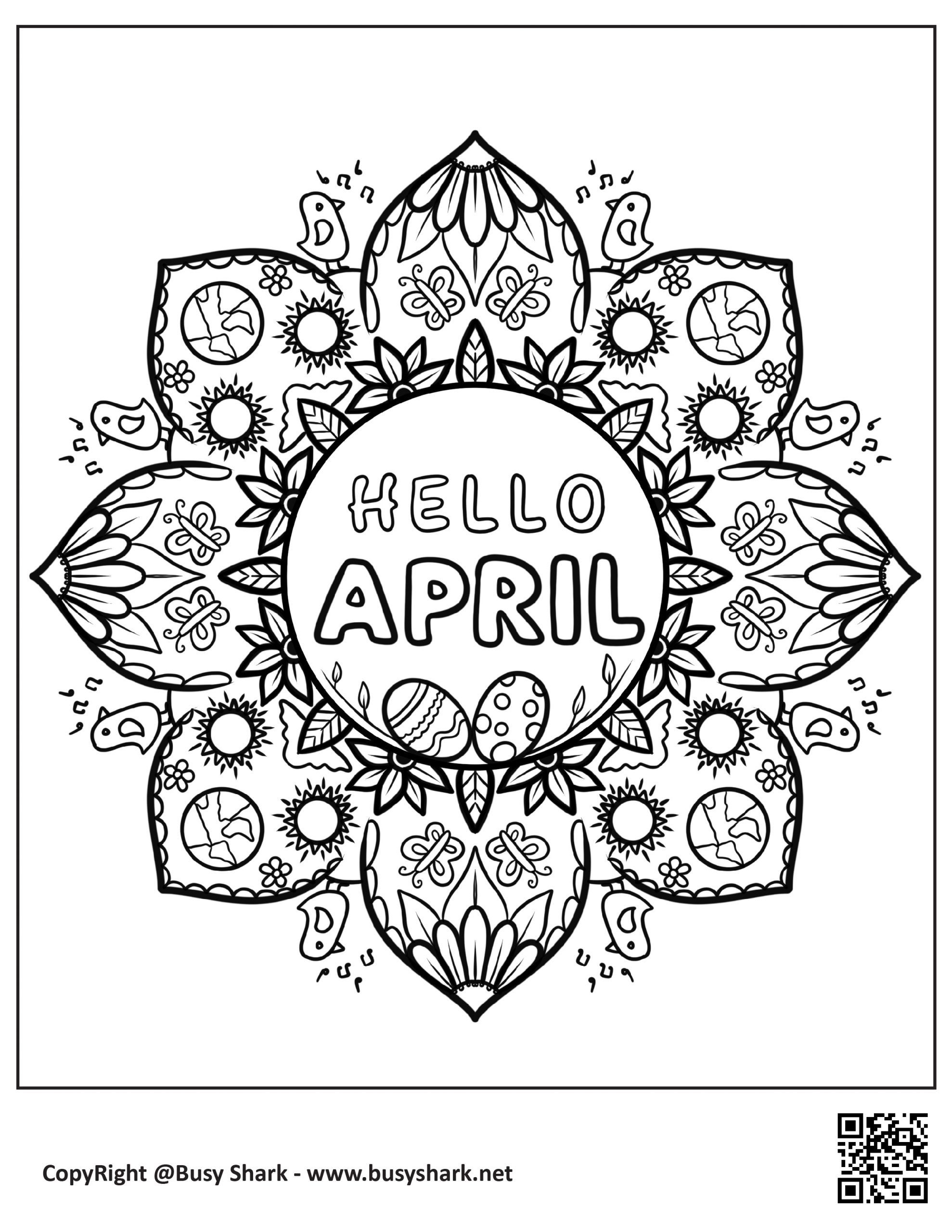 April mandala coloring page free printable