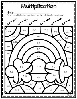 Spring multiplication color by number by kikis kubby tpt