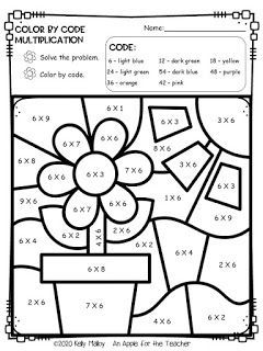 Spring color by number worksheets multiplication math facts addition math coloring worksheets