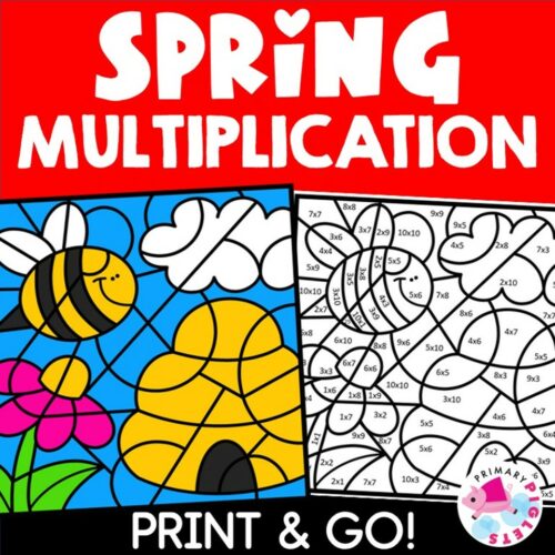 Spring color by number code multiplication facts made by teachers