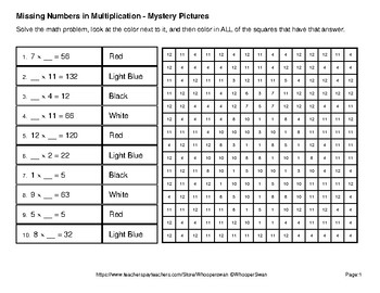 Spring math missing numbers multiplication