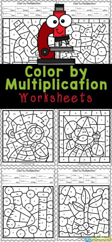 Ð science themed multiplication color by number worksheets