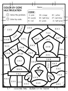 Spring color by number worksheets multiplication math coloring worksheets math coloring