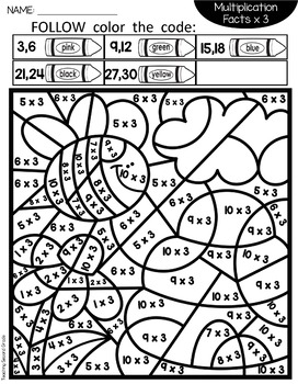 Spring coloring pages with multiplication facts