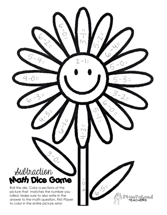 Spring time math facts dice game squarehead teachers