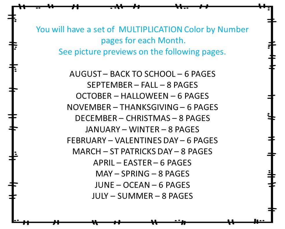 Color by number multiplication color by code multiplication color by number coloring pages made by teachers