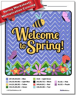 Math worksheets multiplication color by number spring multiplication color by number worksheets fourth worksheet