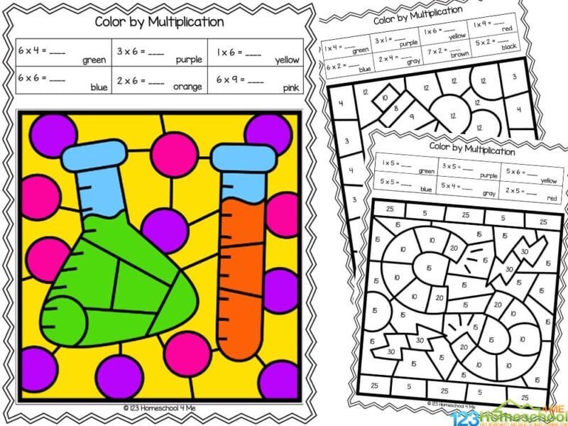 Ð science themed multiplication color by number worksheets