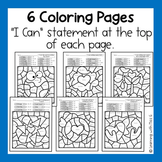 Earth day multiplication color by number worksheets spring coloring pages