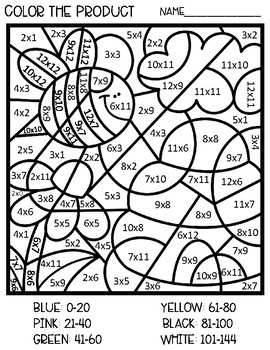 Multiplication color by number spring theme