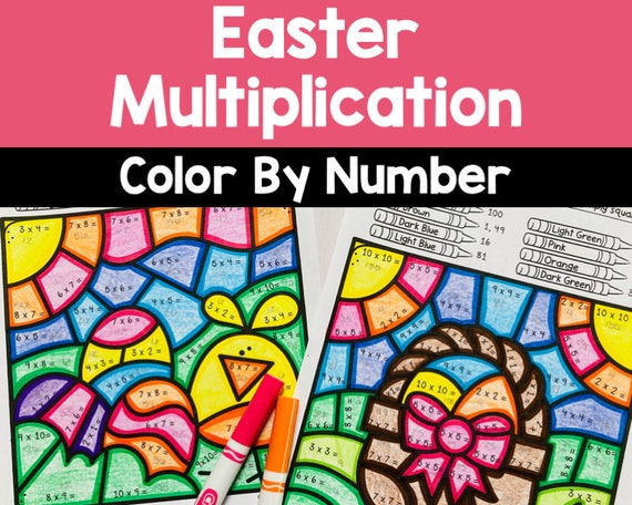 Easter multiplication color by number worksheets spring math coloring pages