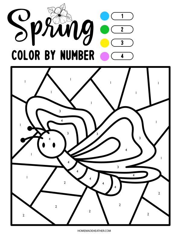 Spring color by number printables homemade heather