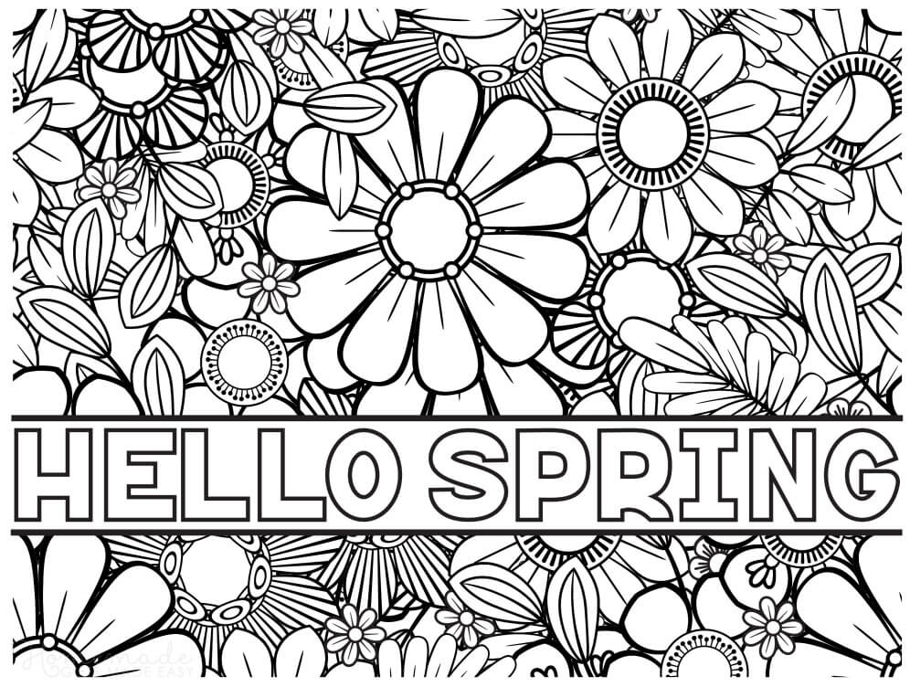 Printable spring coloring pages for adults kids