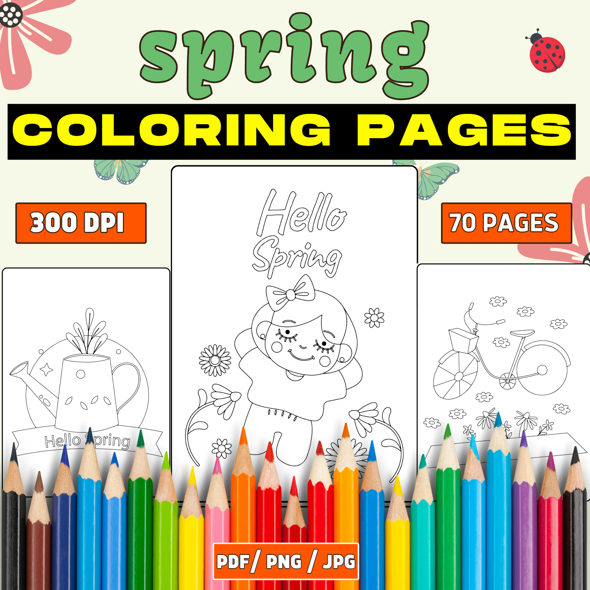 Spring coloring pages bundle fun engaging designs for spring break made by teachers