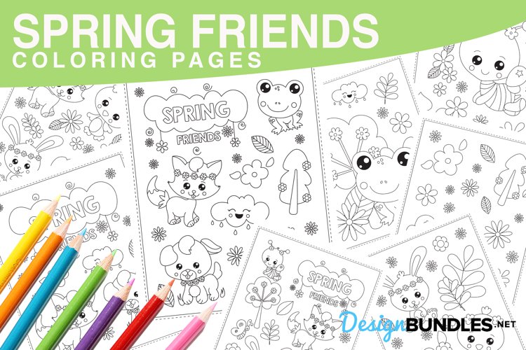 Spring friends coloring pages