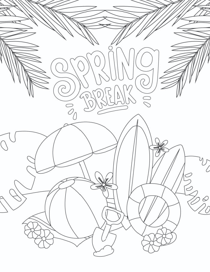 Spring break coloring pages free pdfs