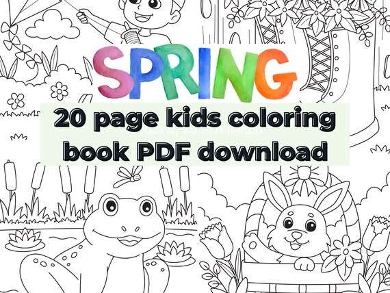 Spring coloring book for kids pdf download individual pages high quality images cartoon kids coloring book downloadable pages