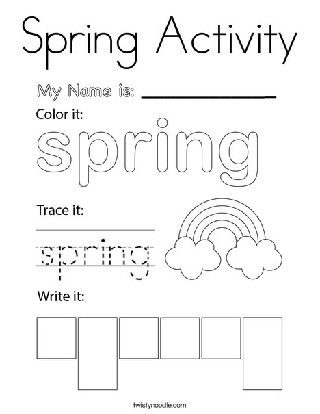 Spring activity coloring page