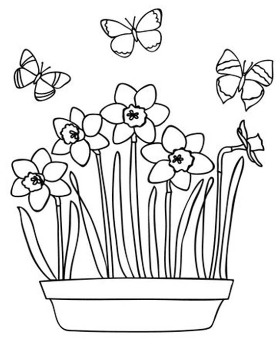 Free easy to print spring coloring pages